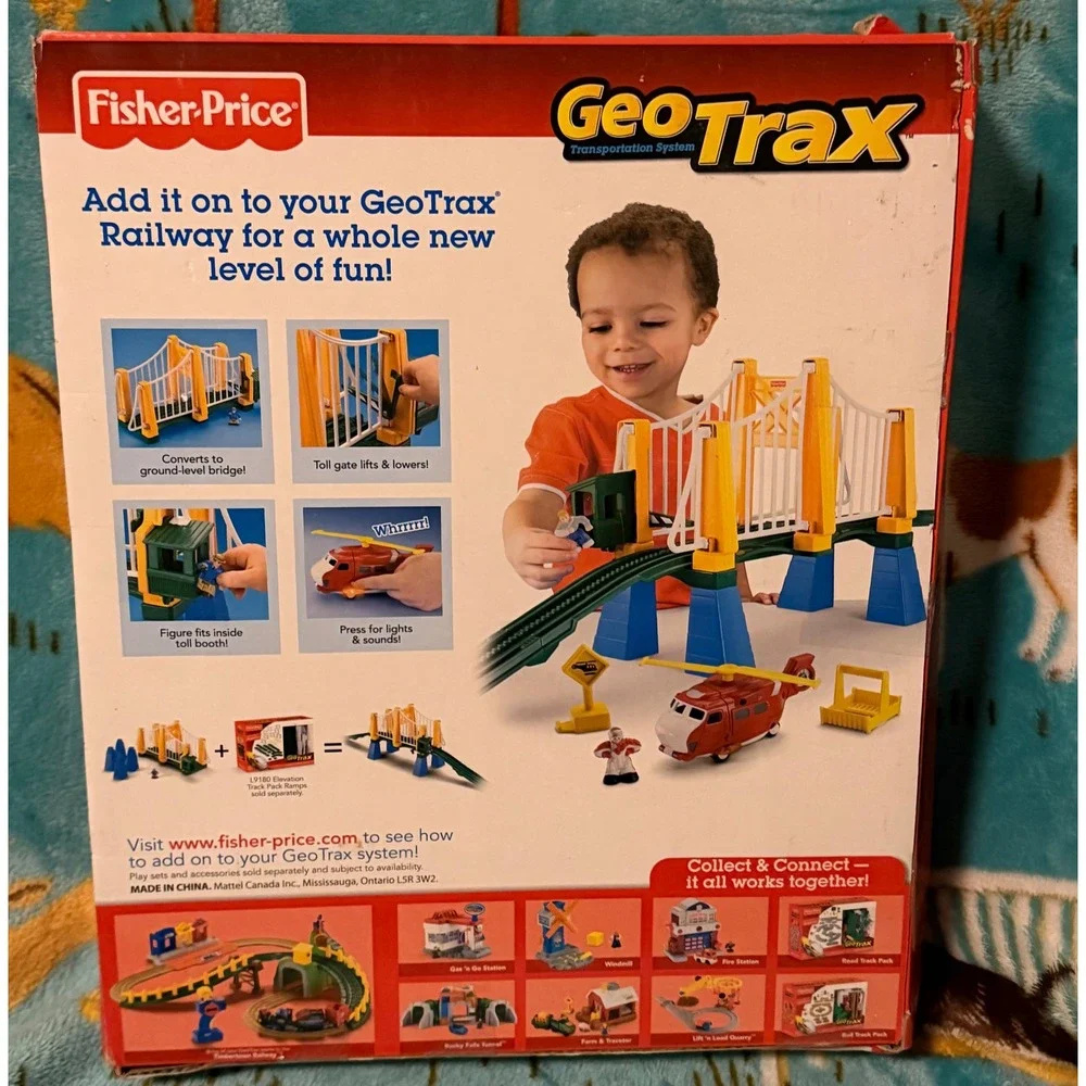 Fisher Price GeoTrax Bridge & Helicopter Toys R Us Exclusive Red Rescue Set